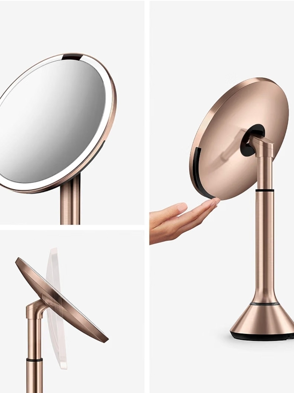 simplehuman Rose Gold Illuminated Vanity Mirror with Adjustable Tilt